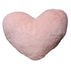 Valentine's Day Plush Stuffed Pink Blush Heart Fuzzy Pillow 13x17 Inches Decor